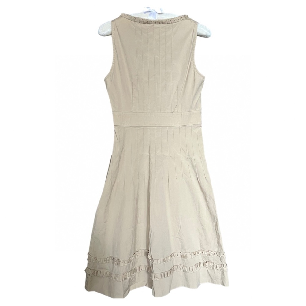 Tory Burch Ribbon Ruffle Pleated A Line Midi Dress Cream Size 2 - Picture 2 of 4